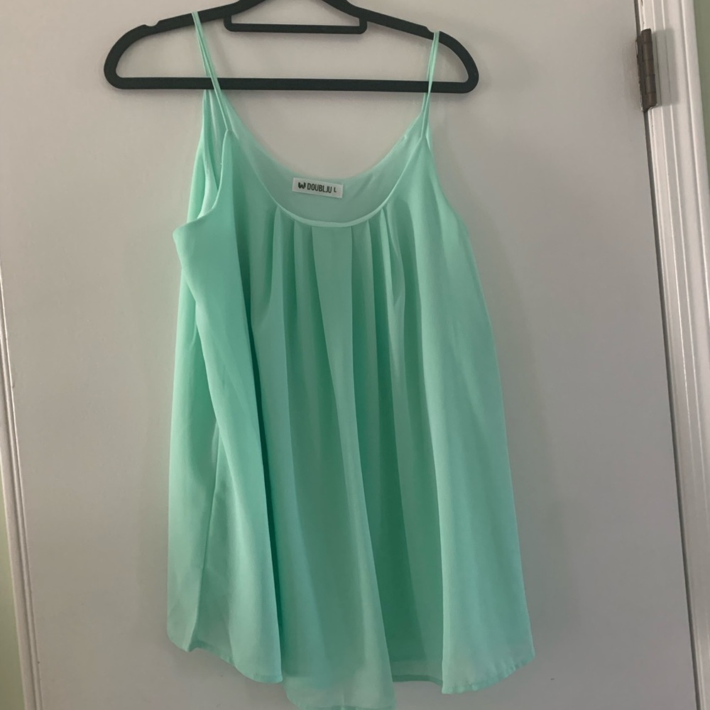 Doublju Green Sleeveless Camisole Relaxed Pleated